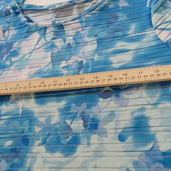 Susan Graver Passport Women's XL Blue Silky Liquid Knit Tunic Floral Print - Picture 9 of 14